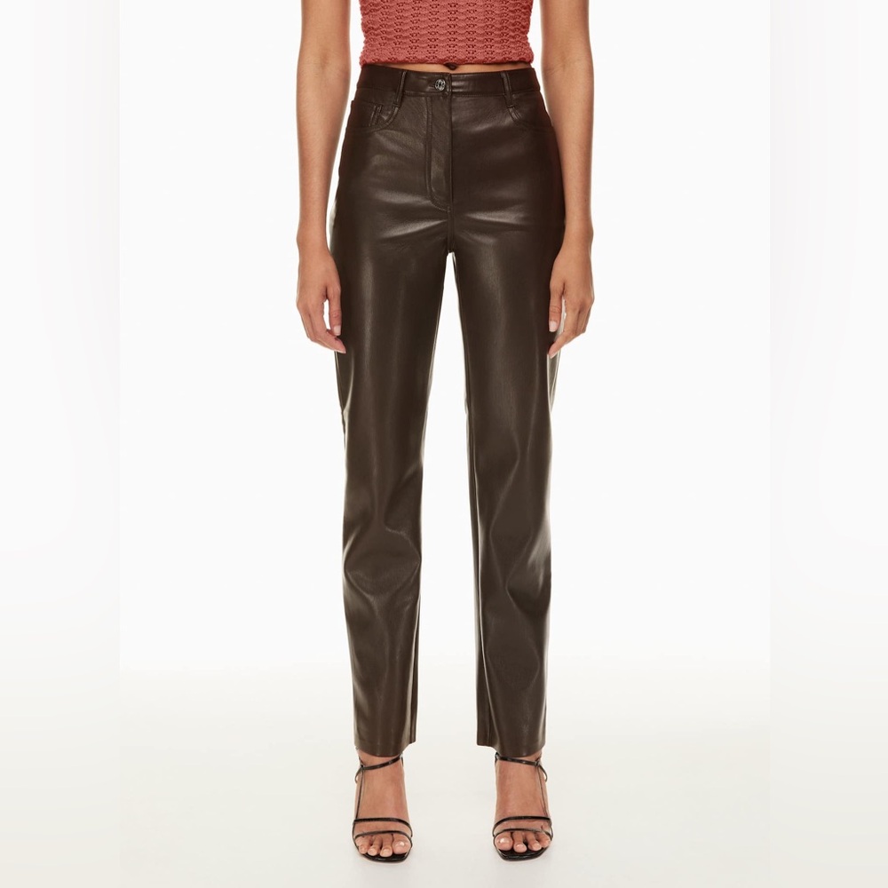 Wilfred The Melina Pant Brown Faux Leather | Size 2 | Aritzia Vegan Pants